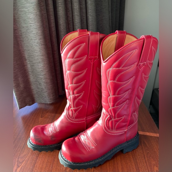 fluevog red cowboy boots